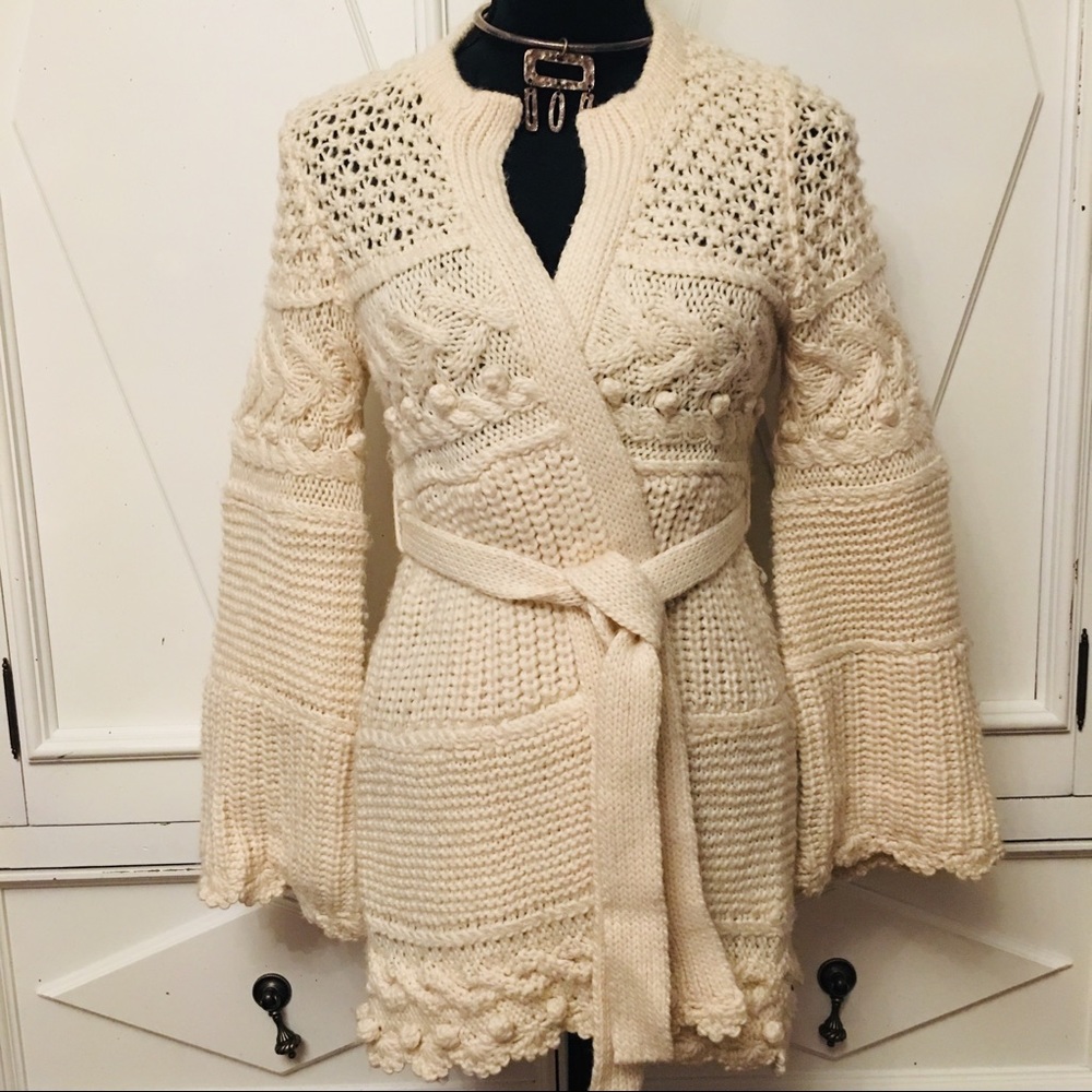 Belted sweater cardigan